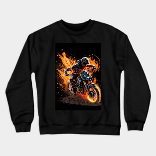 Dirt Bike With Flames Crewneck Sweatshirt